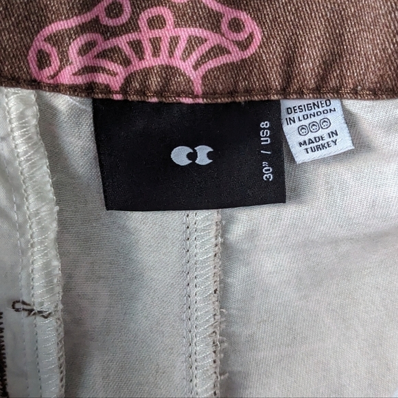 Lazy Oaf Spellout Mushroom People Taper Leg Pants Brown Pink Size US 8 - Picture 6 of 10